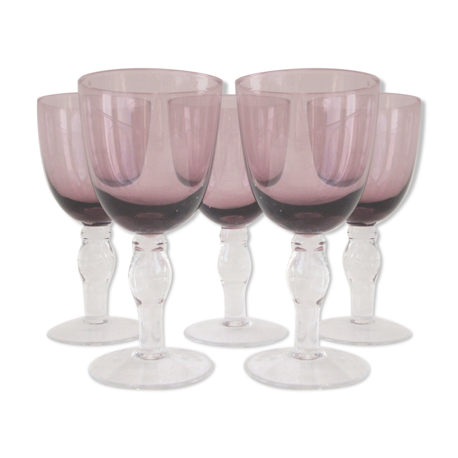 Set of 5 parma-coloured wine glasses