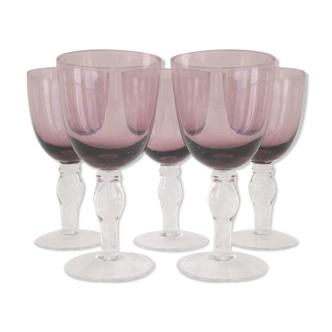 Set of 5 parma-coloured wine glasses