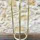Vintage faux bamboo pedestal table in brass with 2 glass shelves