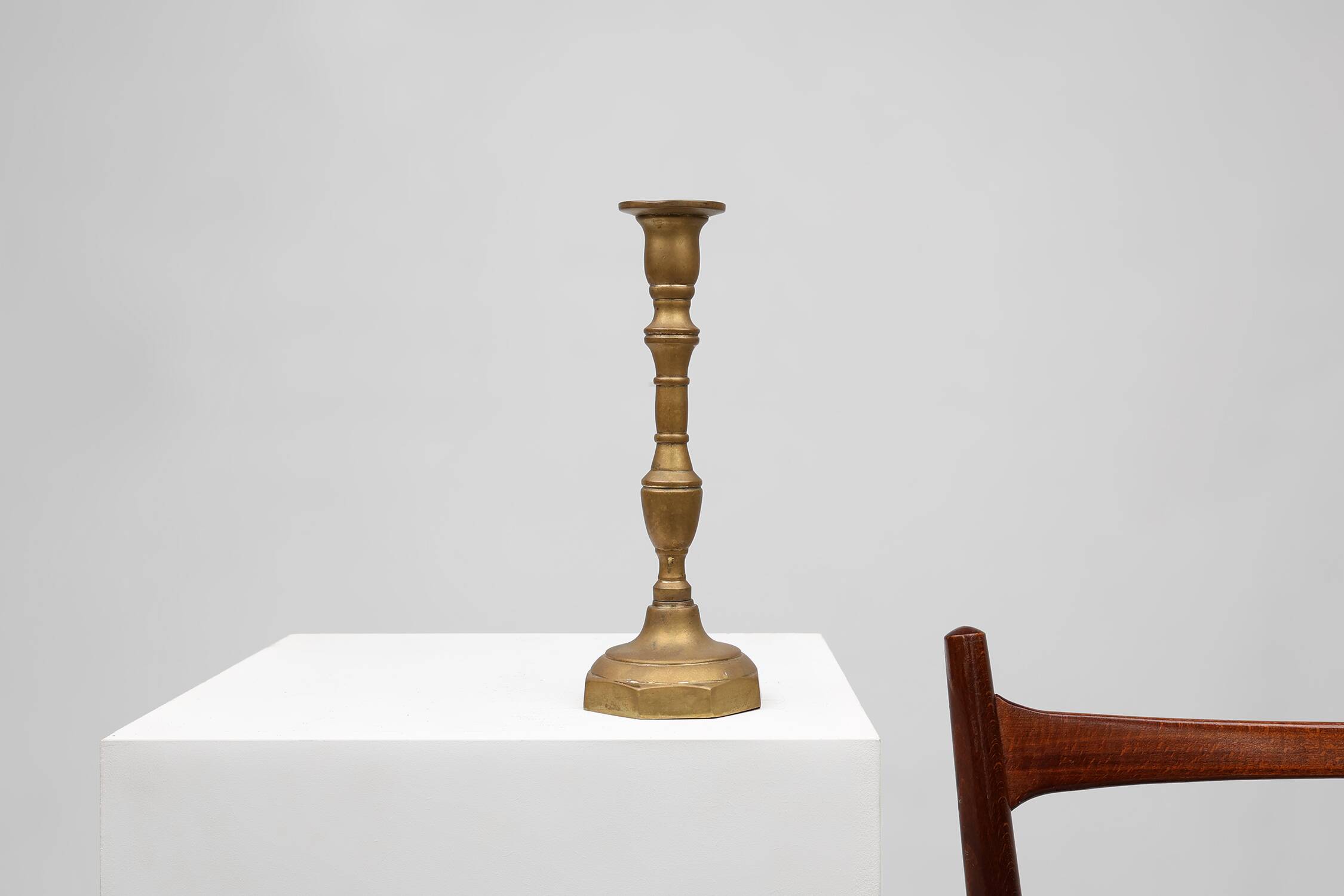 Antique French candlestick in bronze, ca. 1890