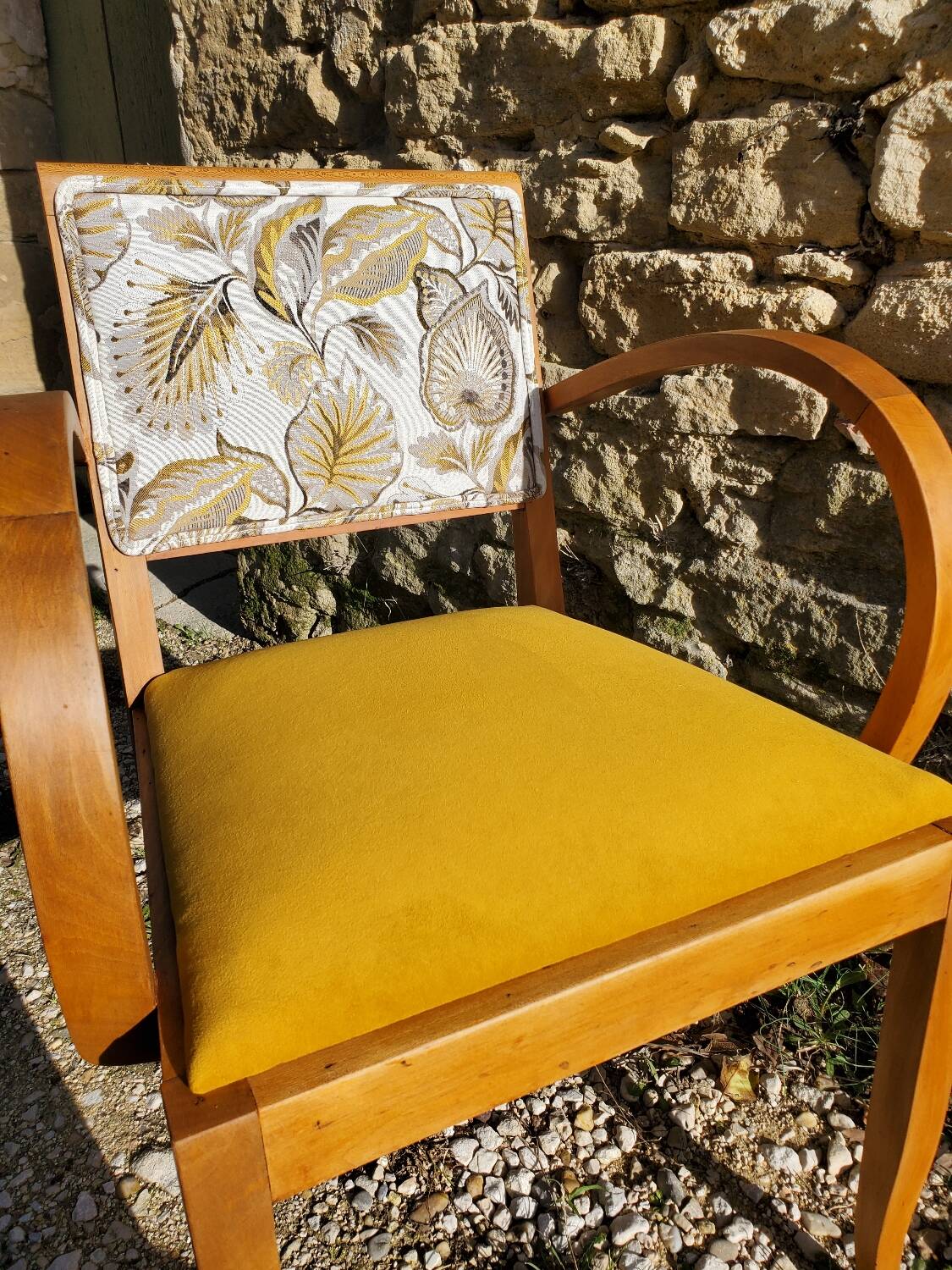 Yellow velvet Bridge armchair