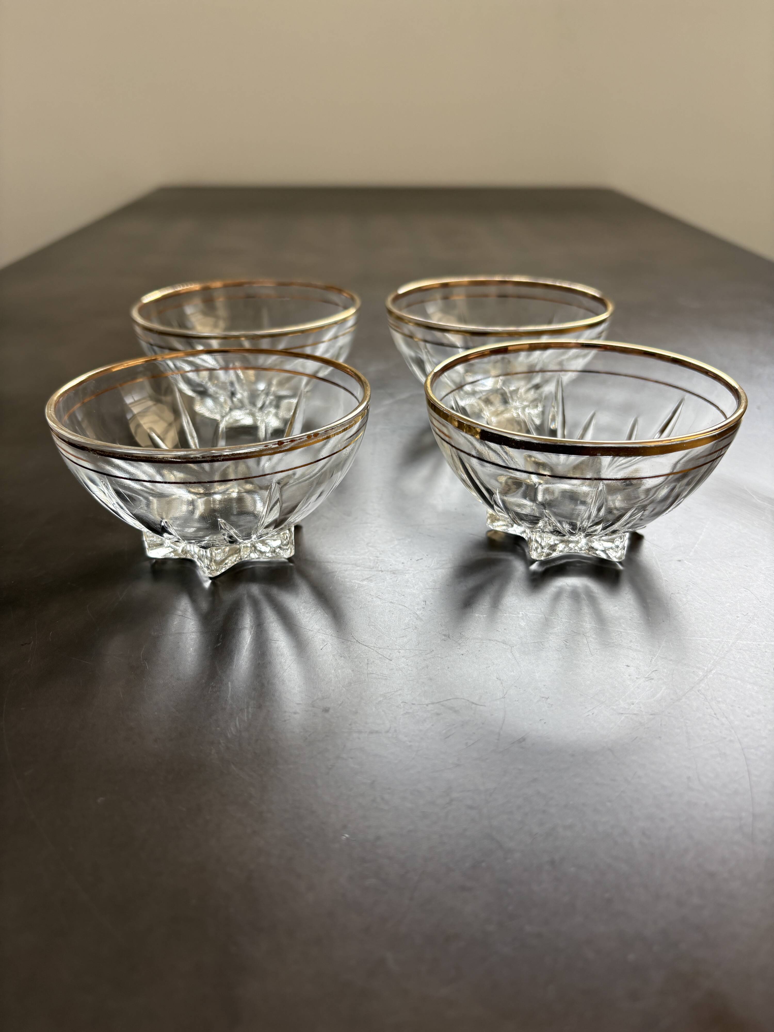 4 vintage champagne glasses