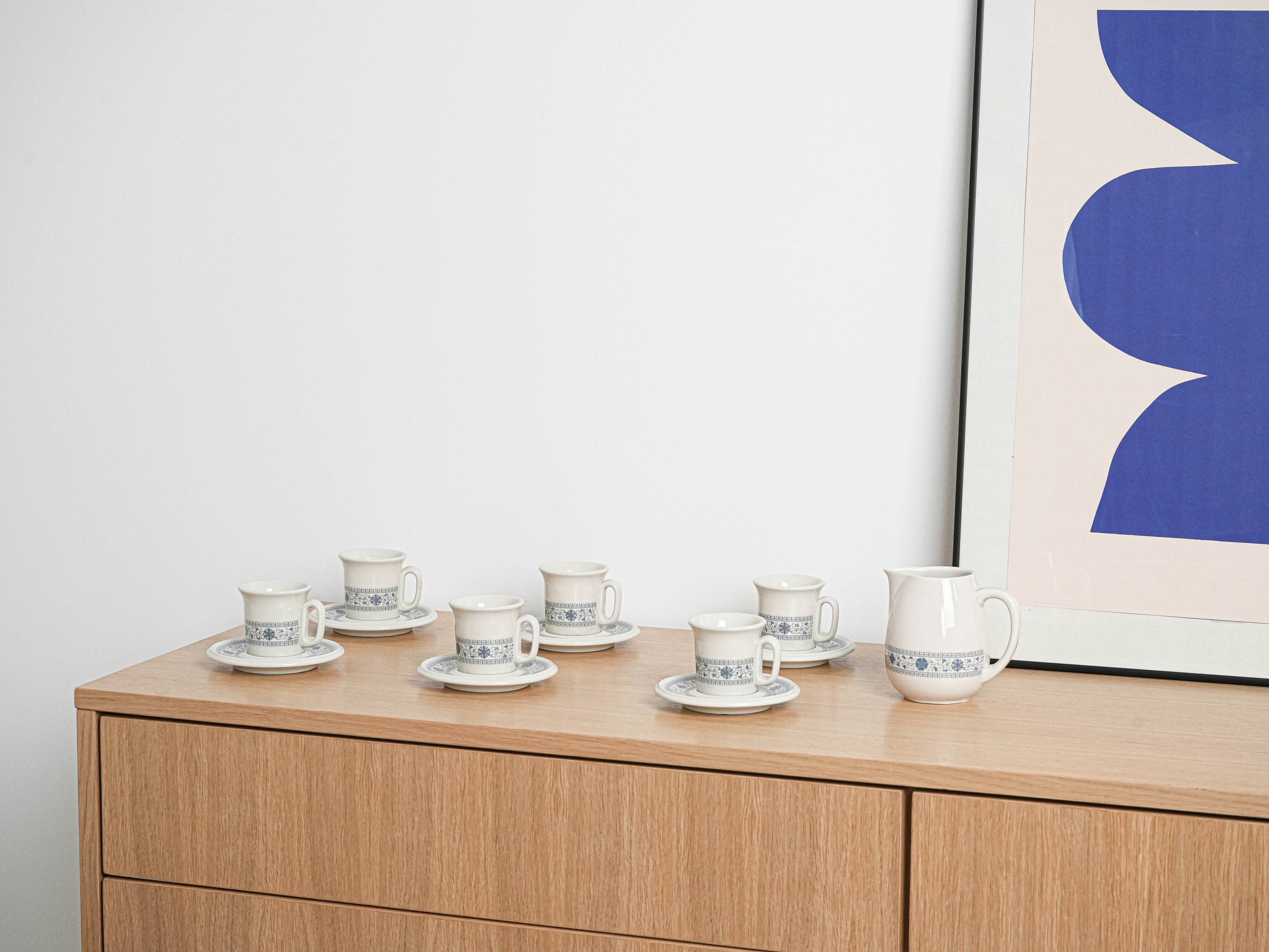 Service à thé et tasse, design italien, années 1970, fabriqué en Italie