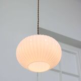 Vintage Opaline & Brass Pendant Lamp