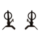 Pair of Modernist Fire Dogs in Wrought Iron with Crown Rings and Base