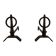 Pair of Modernist Fire Dogs in Wrought Iron with Crown Rings and Base