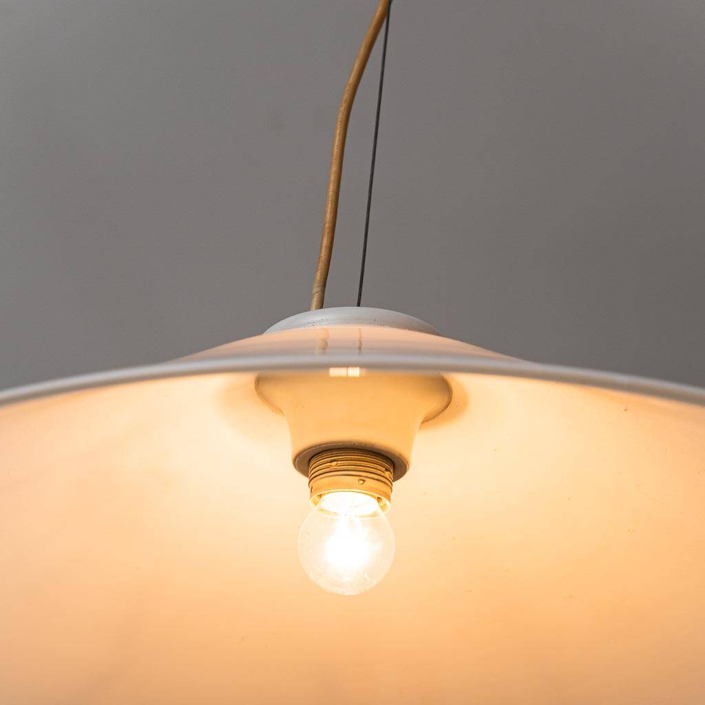 White glass pendant lamp 1970s vintage modernism