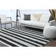 1970s Vintage Turkish Oushak Handmade  White Black Runner Rug  182x296