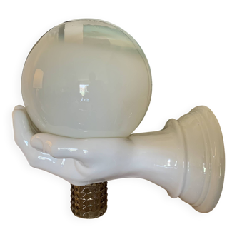 Vintage Design Ceramic Hand and Globe Wall Lamp