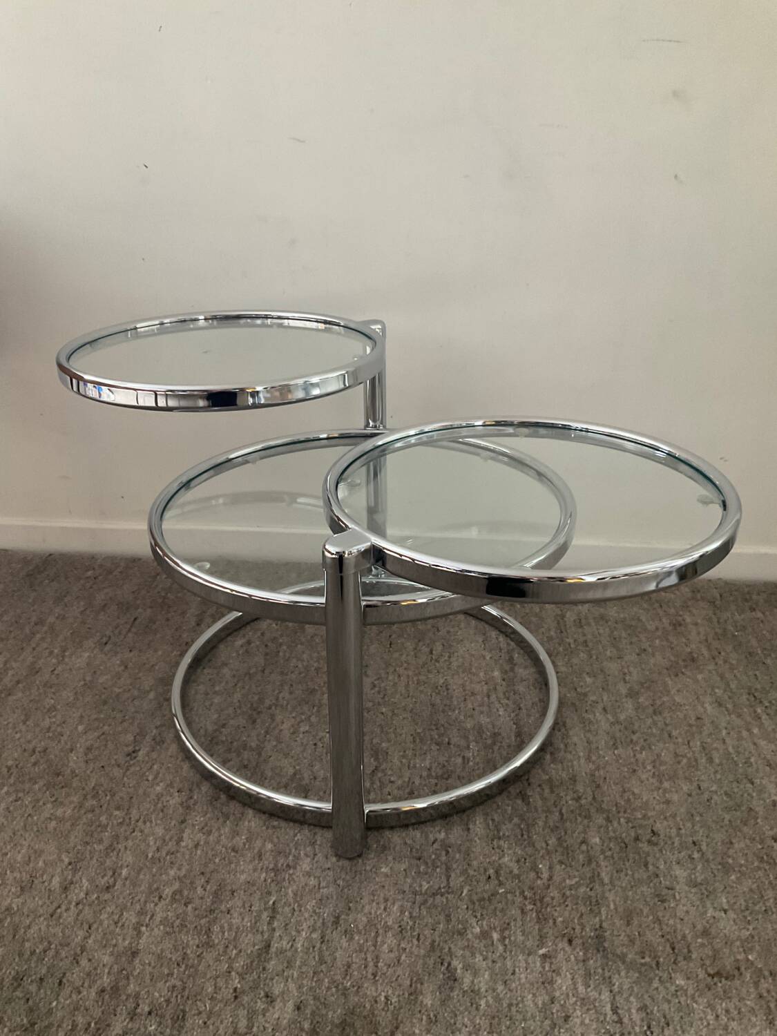 Vintage chrome coffee table with swivel tops