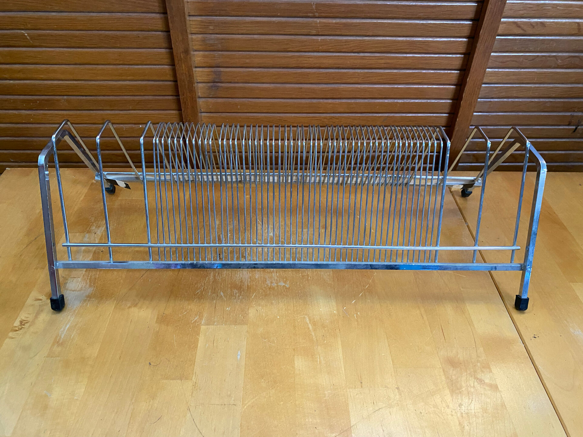 Vintage 1970s Chrome Metal Vinyl Record Holder with 100 Slots