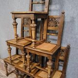Set of six Renaissance-style chairs in solid wood