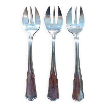 Lot de 3 fourchettes à huîtres en métal argenté Boulenger