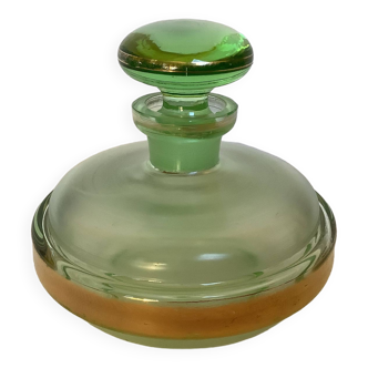 Art deco golden green perfume bottle