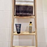 Vintage pine towel rack shelf ladder