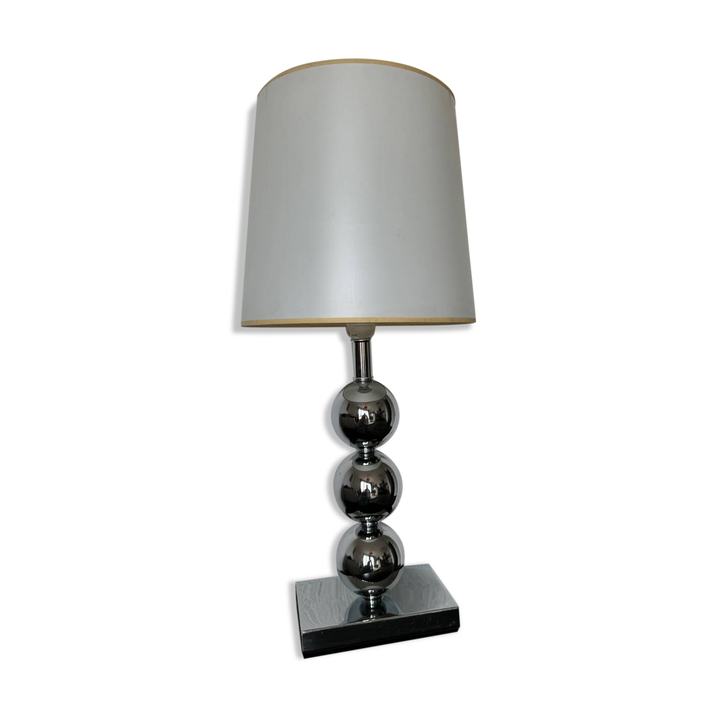 Lampe vintage années 80 en métal chromé à trois globes