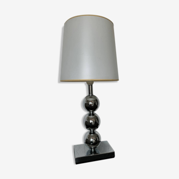 Lampe vintage années 80 en métal chromé à trois globes