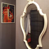 Miroir style Louis XV patine gris clair 43x69cm
