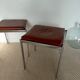 Pair of vintage stackable stools in faux leather and chrome - 70s