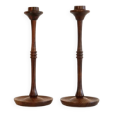 Pair of Scandinavian rosewood candlesticks 1970