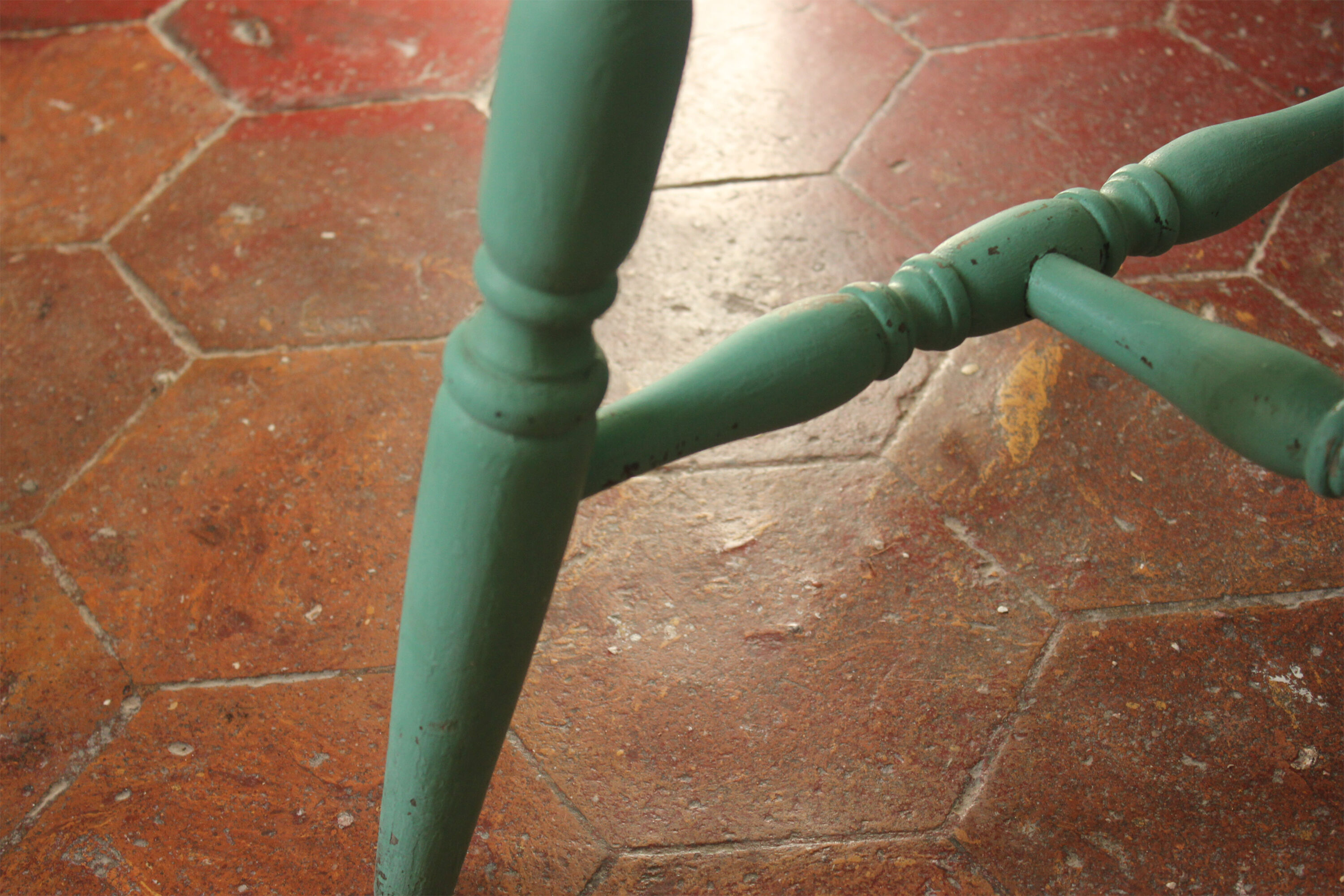 Rustic green ranch style wooden chair
