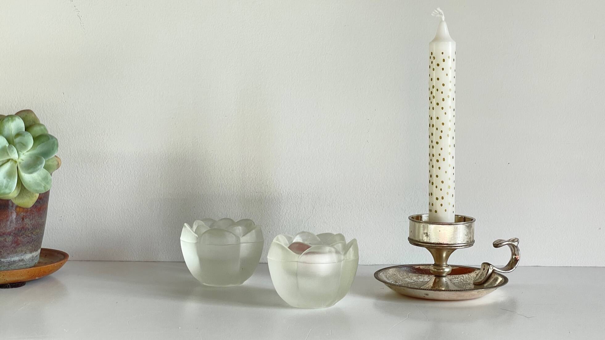 Vintage Silver Glass Candle Holder