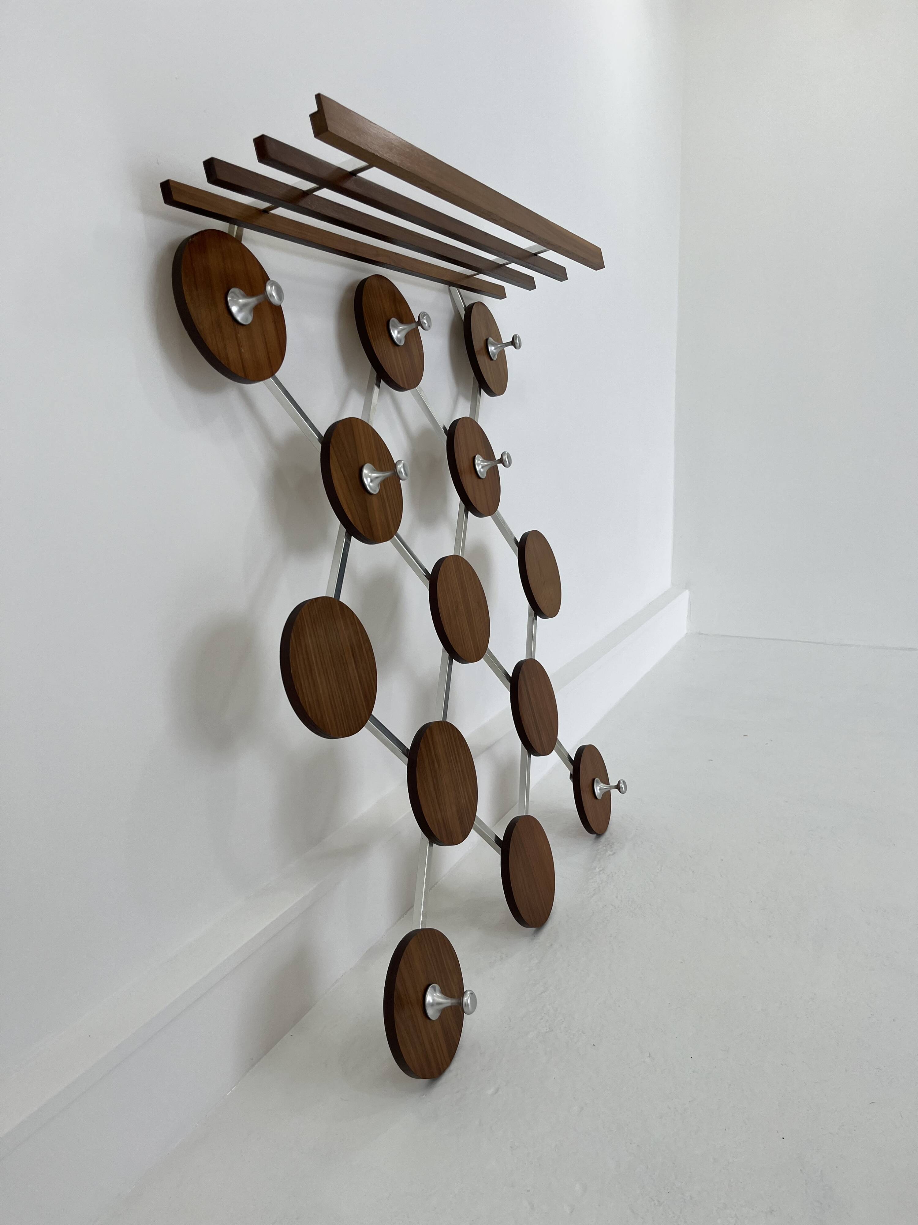 Vintage Scandinavianteak and Metal Coat Rack, 1960s