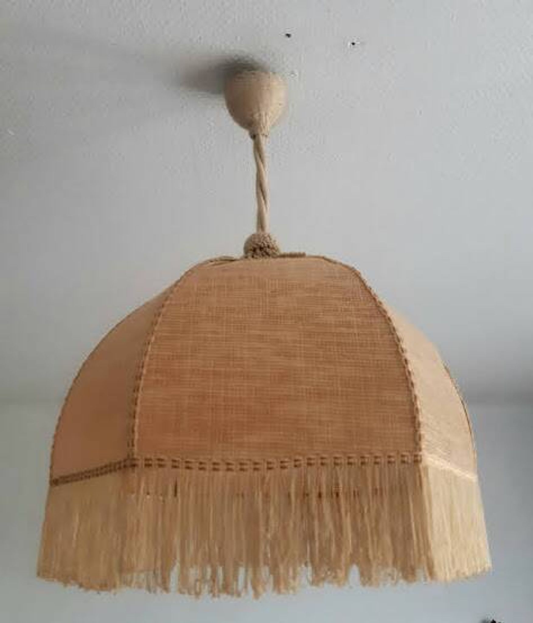 Bohemian hanging lamp cannage and vintage fringes
