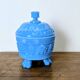 Blue moulded opaline bonbonnière, first half of the 20th century.
