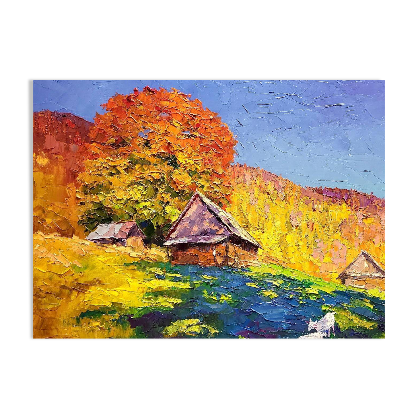 Peinture à l'huile "Rêvant des montagnes des Carpates en automne" par Boris Petrovich Serdyuk