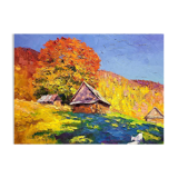 Peinture à l'huile "Rêvant des montagnes des Carpates en automne" par Boris Petrovich Serdyuk