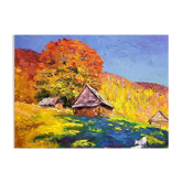 Peinture à l'huile "Rêvant des montagnes des Carpates en automne" par Boris Petrovich Serdyuk