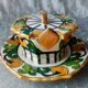 Old art deco butter dish in faience of quimper sign hb