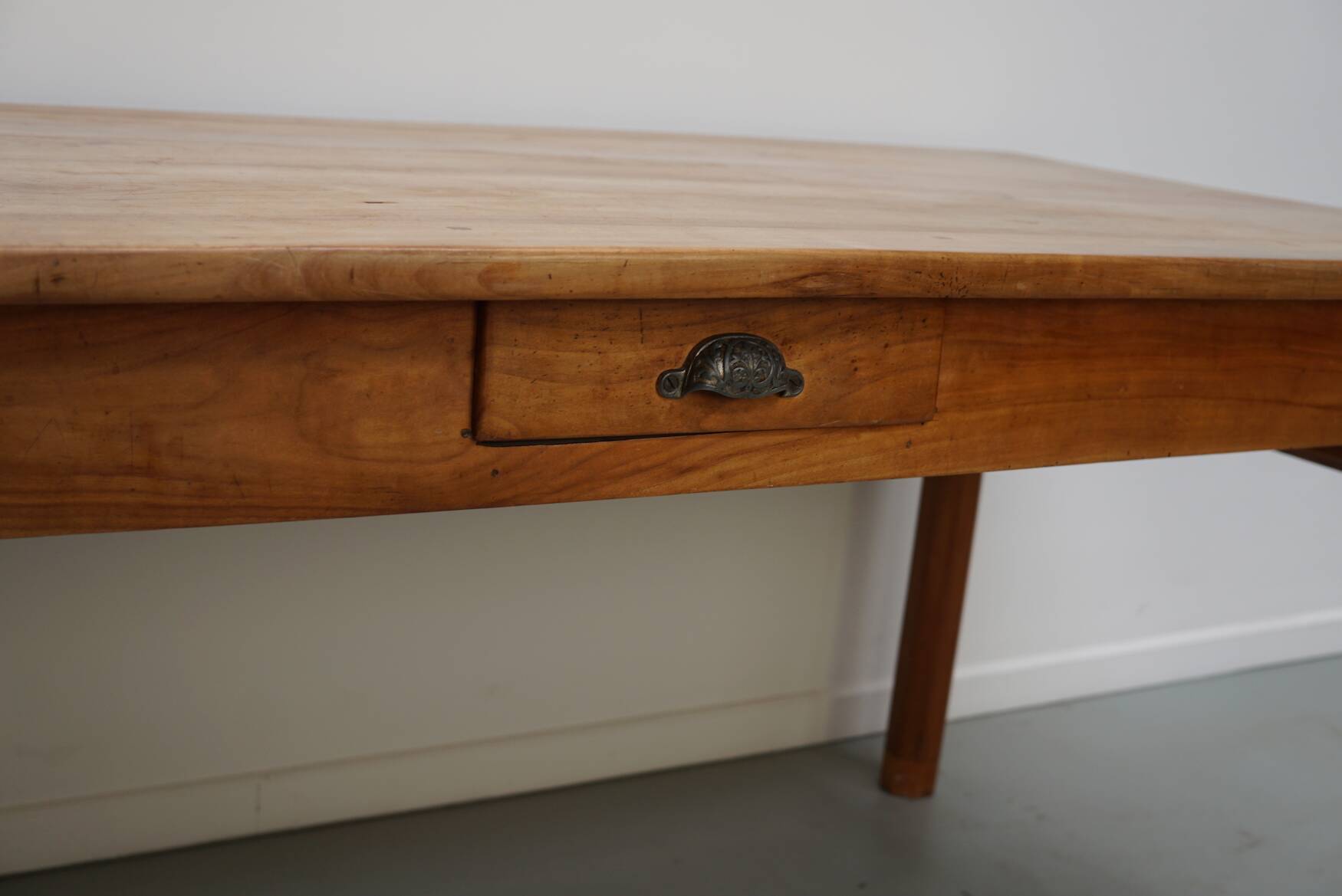 Antique Cherry French Farmhouse Dining Table, 19th Century