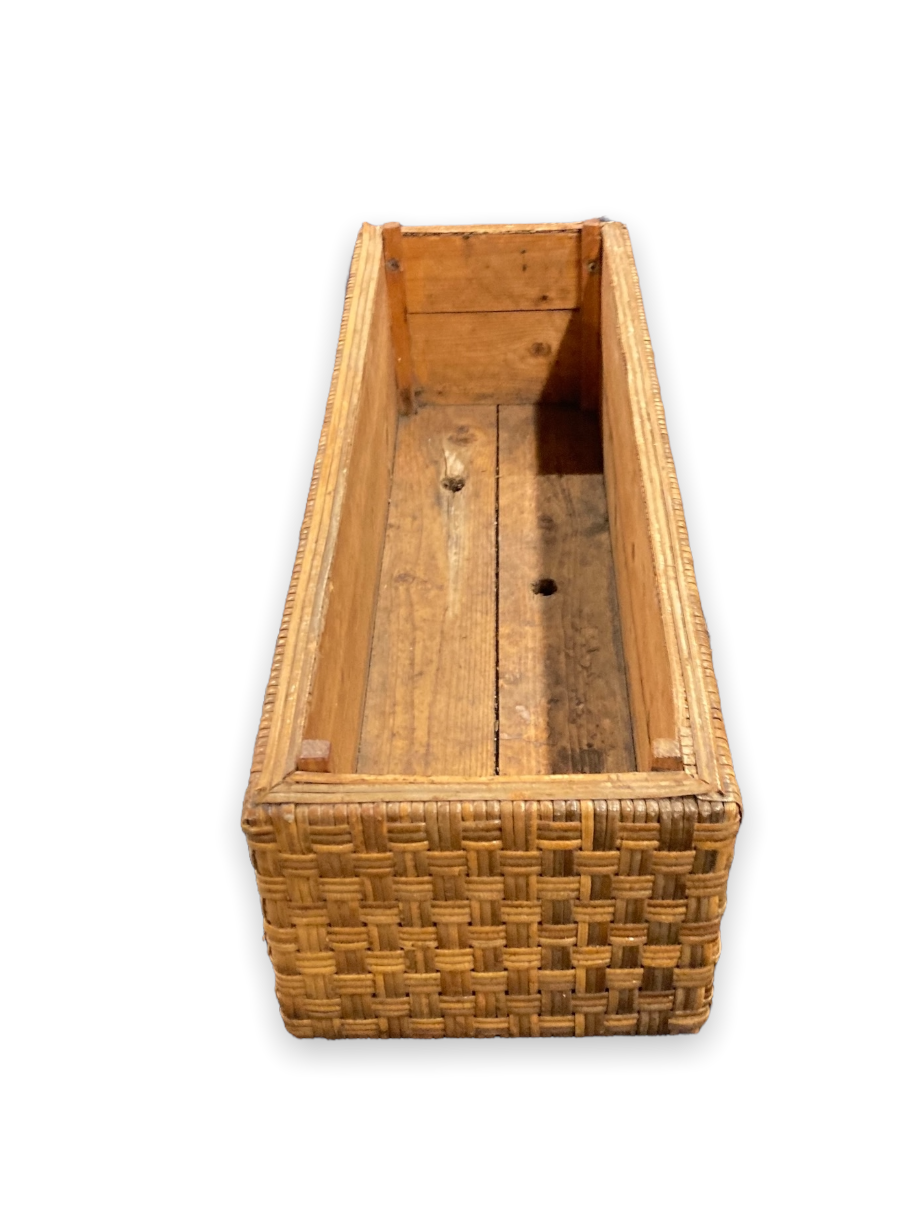 Planter in wicker and braided rattan