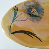Vintage navette cup by Socram – stylized floral decoration, iridescent caramel