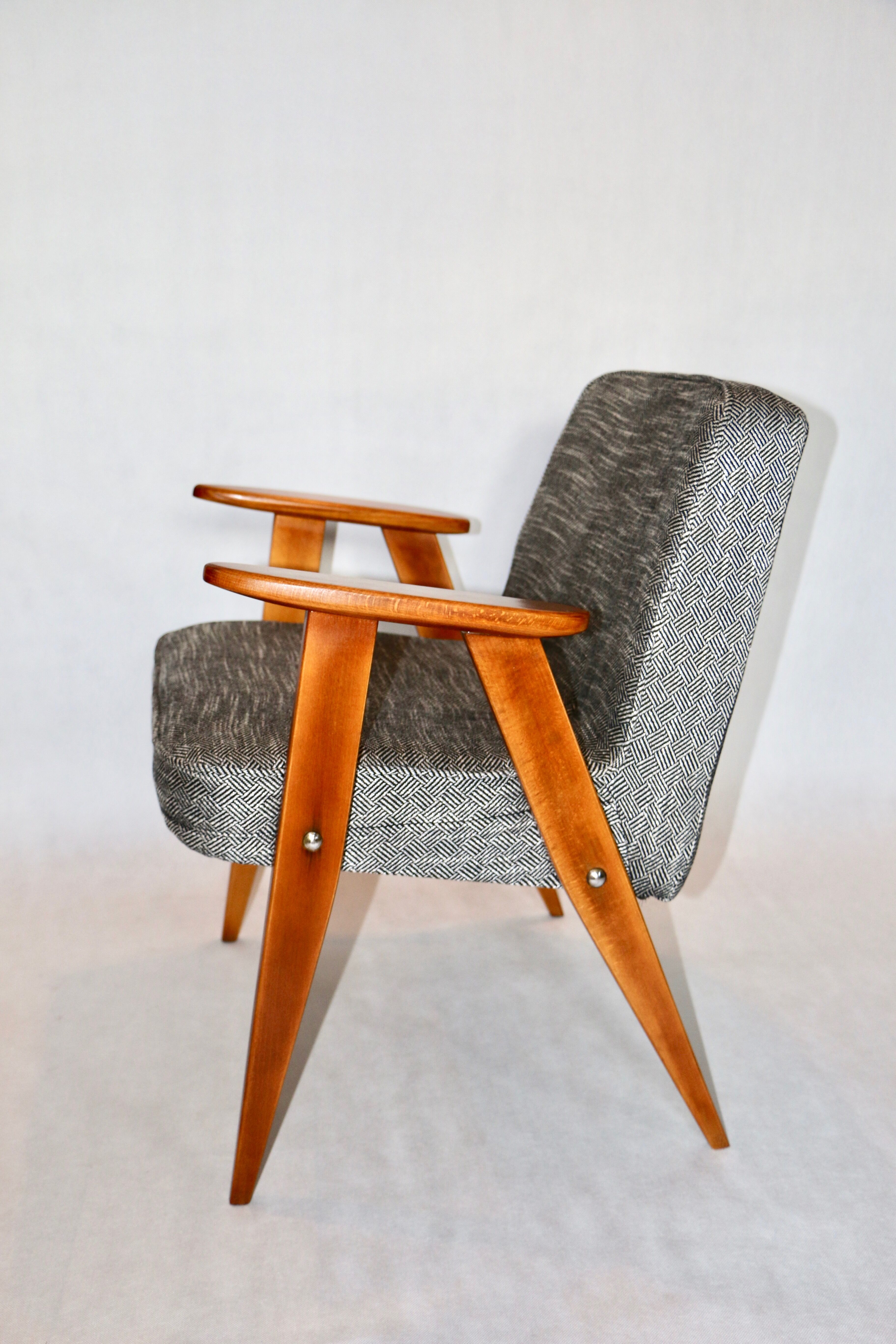 Vintage 366 Black & White Easy Chair by Józef Chierowski, 1970s