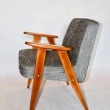 Vintage 366 Black & White Easy Chair by Józef Chierowski, 1970s