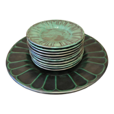 Ensemble de 10 assiettes et 1 plat en céramique manufacture Upsala Ekeby