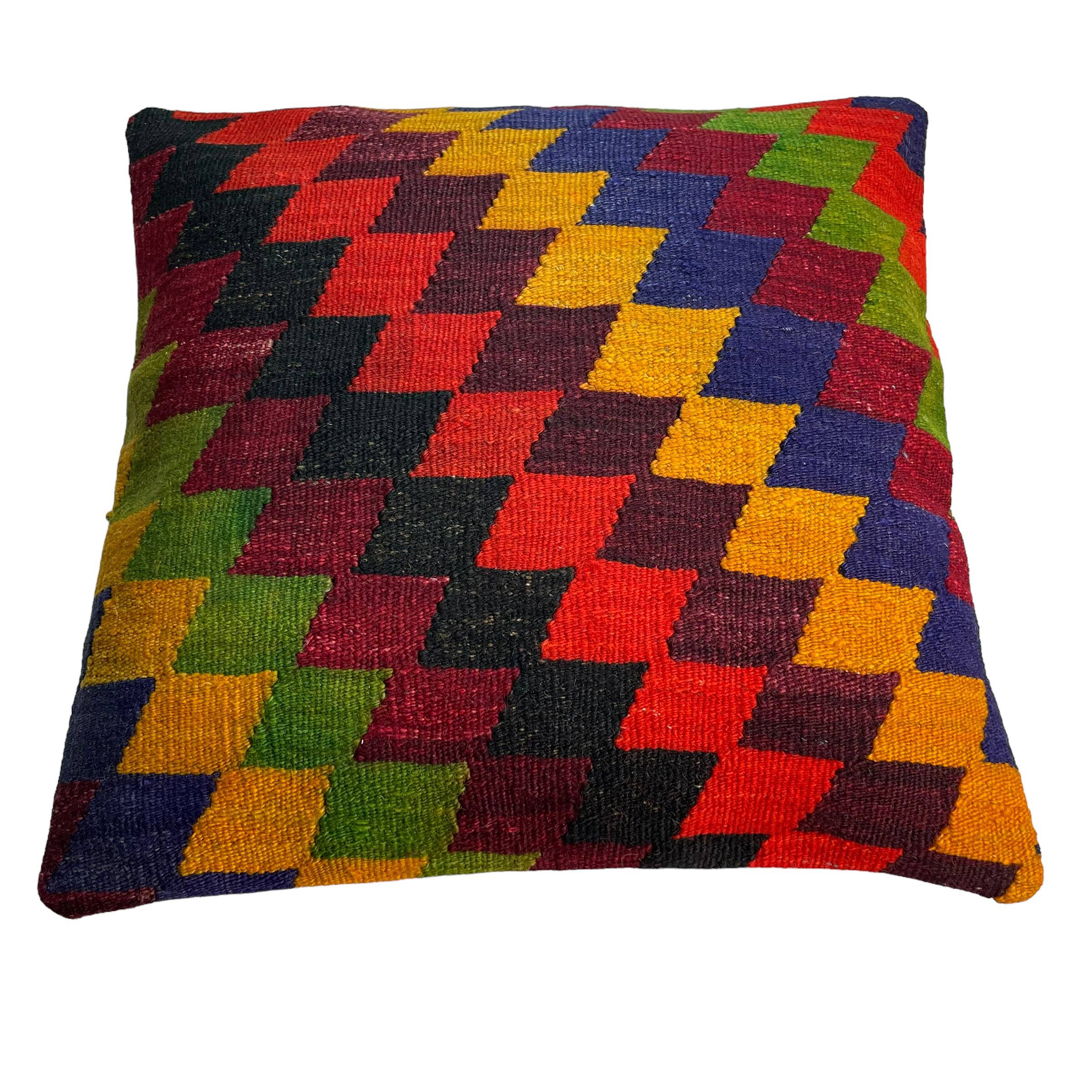 Vintage turkish kilim cushion cover , 55 x 55 cm