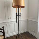 Brutalist hammered wrought iron floor lamp 1940