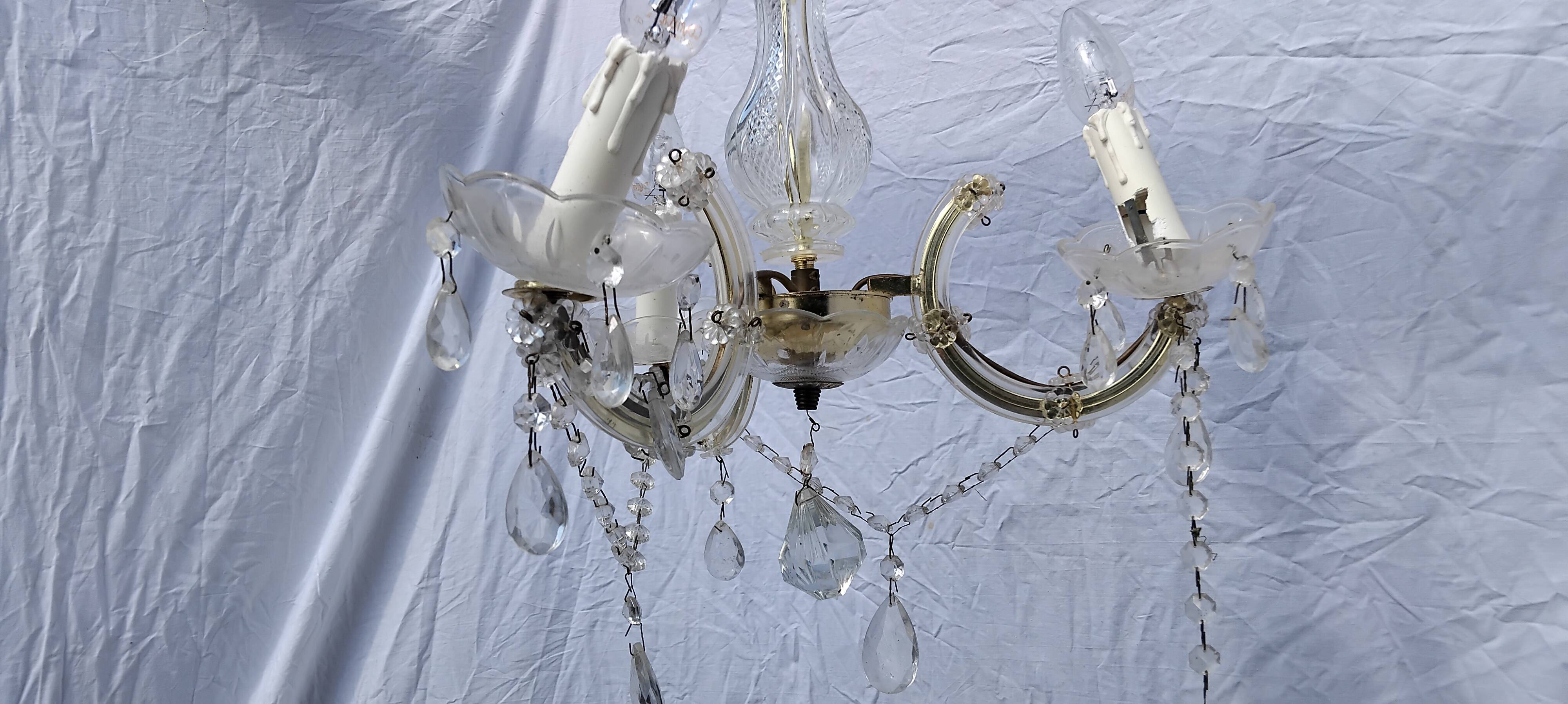 4 vintage crystal chandelier pendants