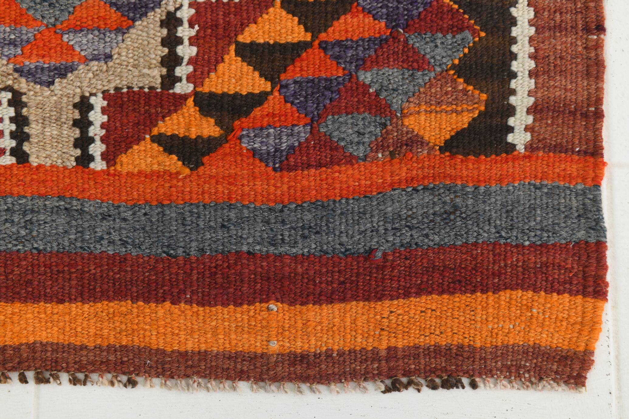 3x10 Red & Blue Kilim Runner Rug, 82x295Cm