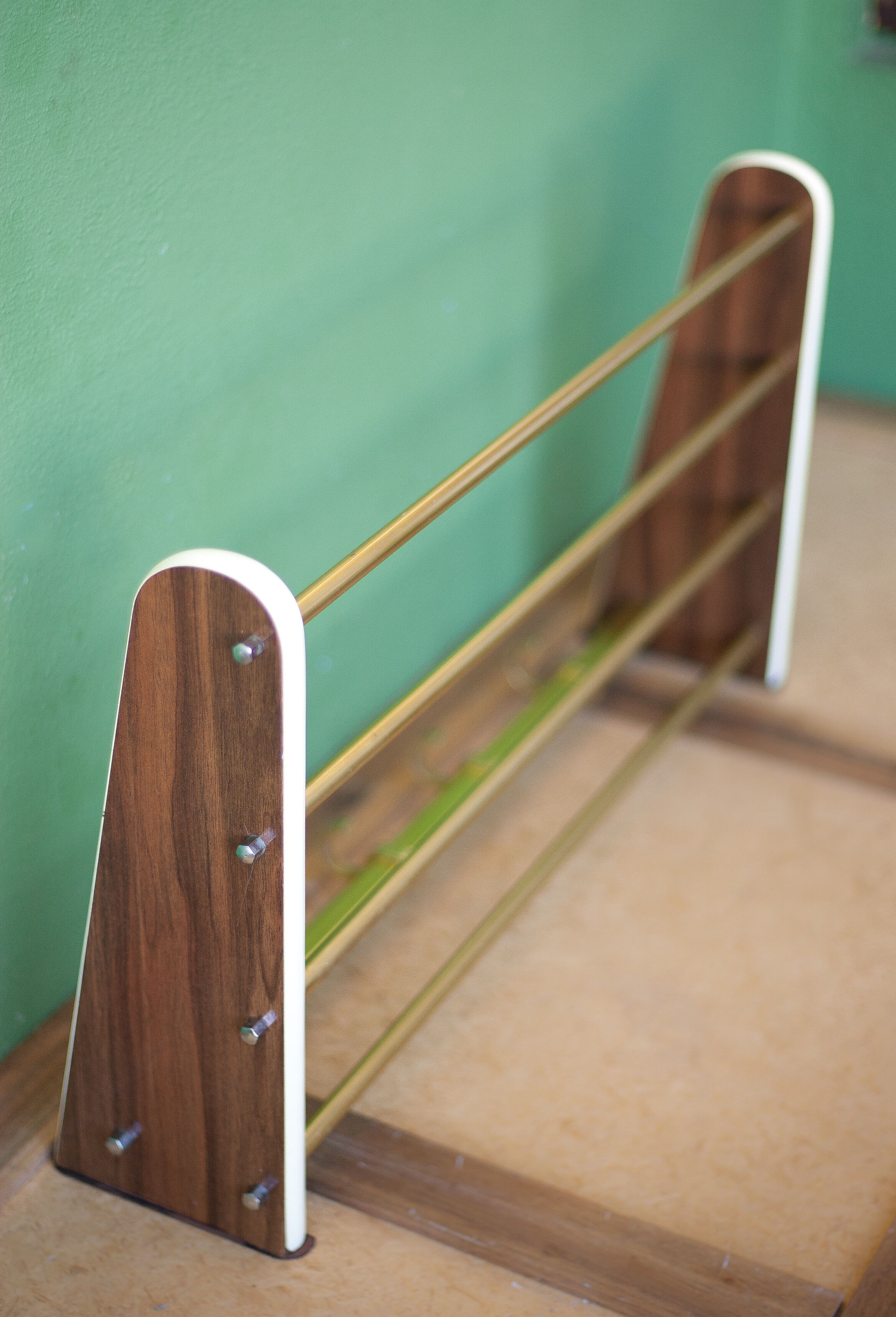 Formica and brass vintage coat rack