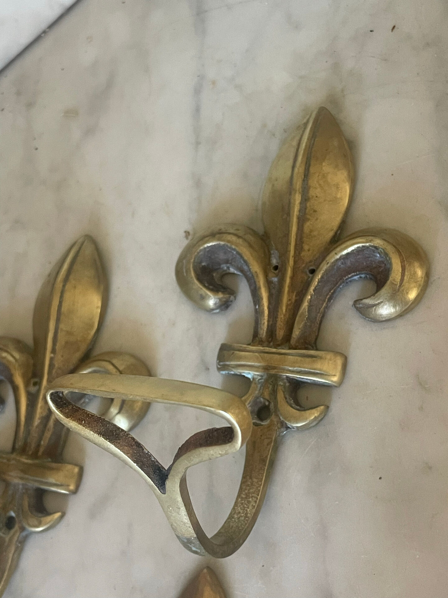 Pair of antique gilt bronze lily flower wall brackets.