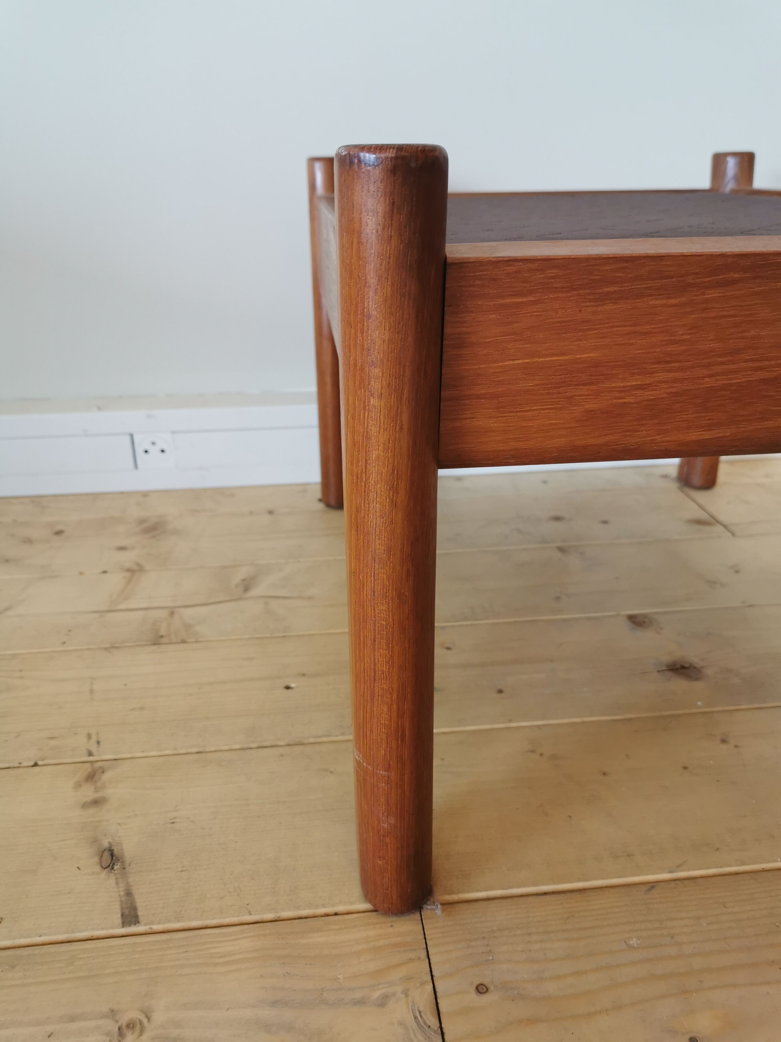 Pair of Dyrlund leather footrest 60s leather
