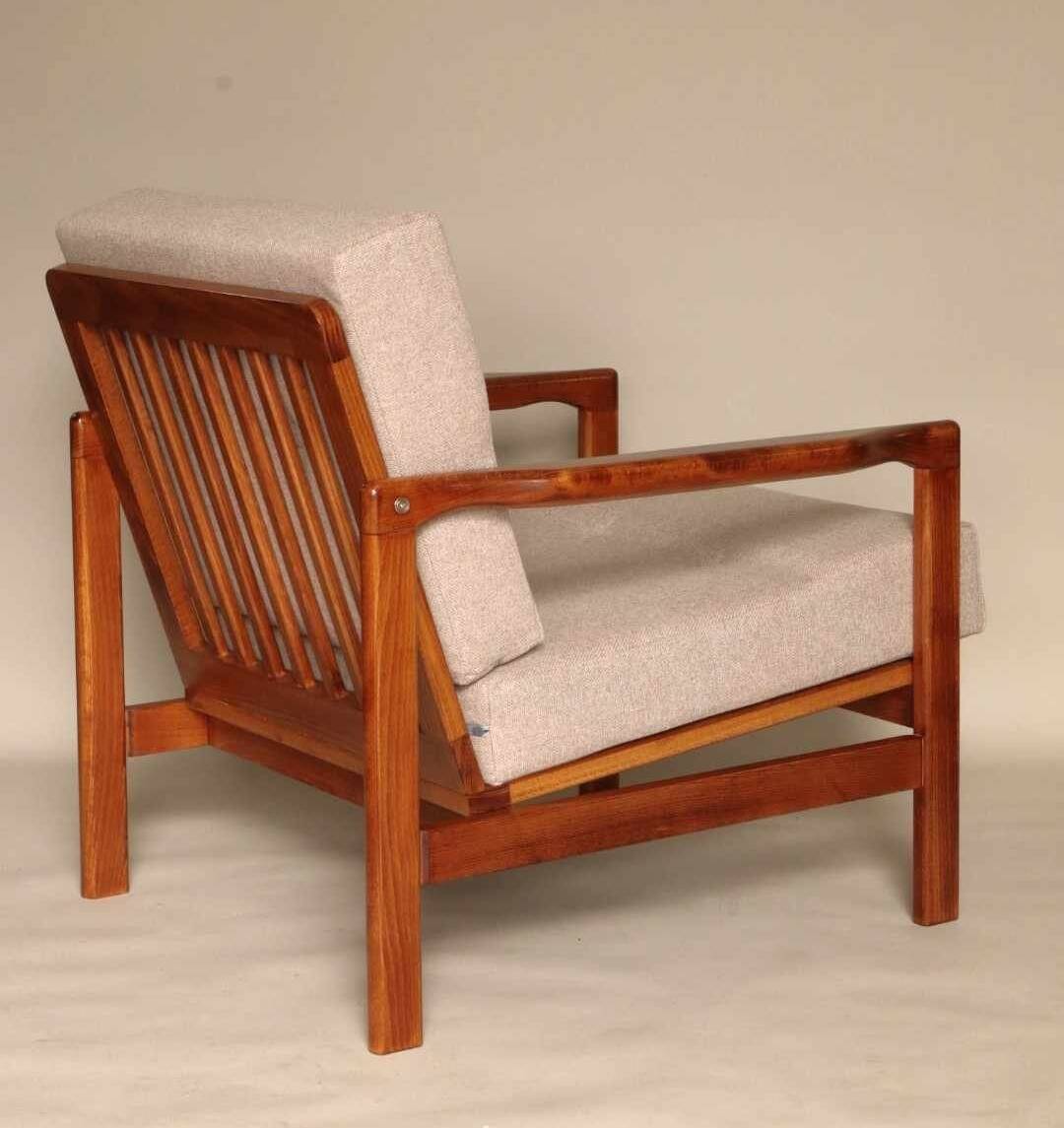 Vintage Armchair Beige Upholstery Scandinavian Design