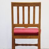 Vintage 1940s/50s Solid Oak Danish Farmhouse Chairs, Baroque style set of 4