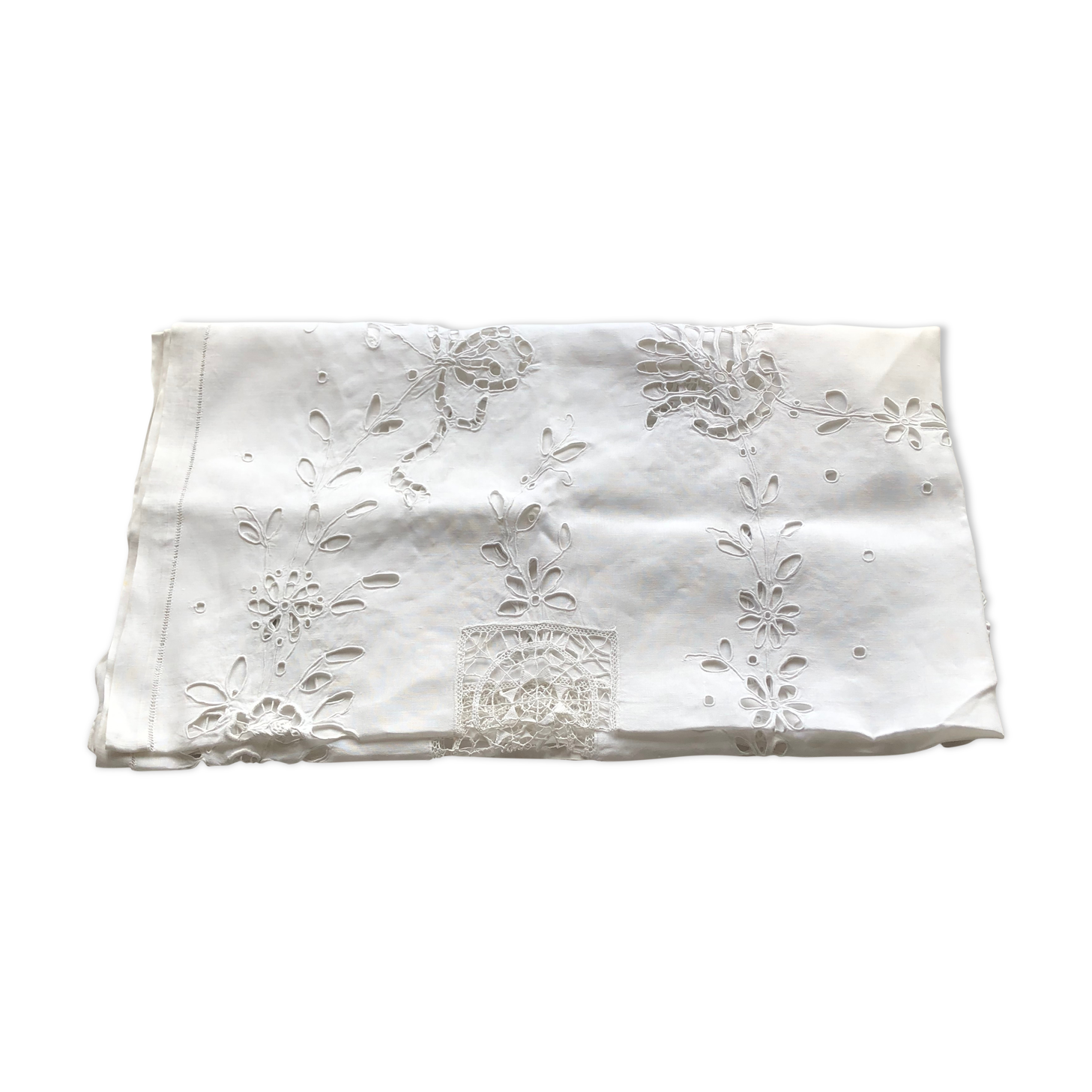 Embroidered linen tablecloth