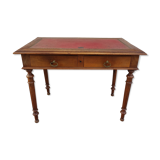 Old wooden desk, red felt top